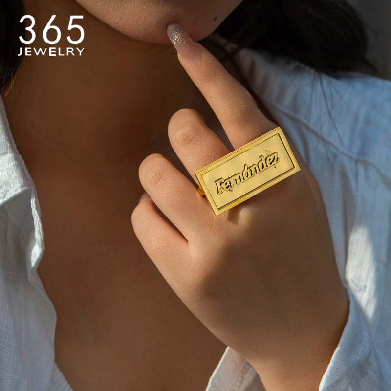 Initial Ring Custom - Anéis de nome personalizado em aço