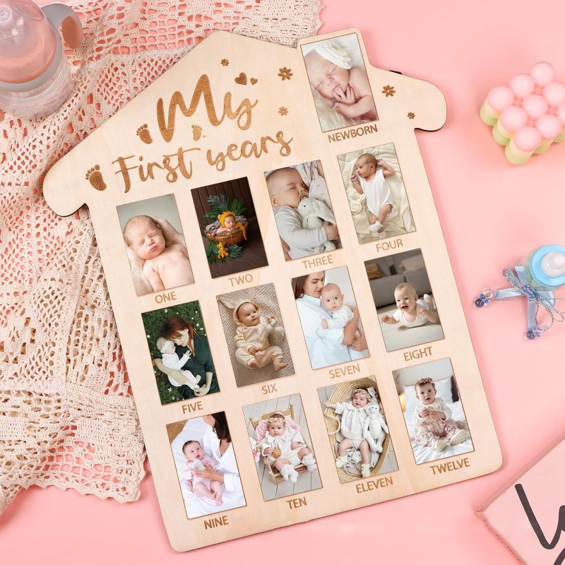 Engraved Wood Frame - Moldura de foto comemorativa de bebê