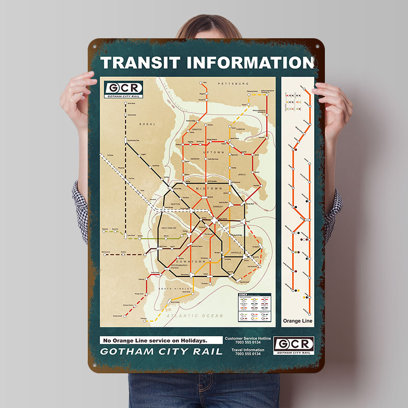 Custom Map Poster - Gotham mapa da cidade impresso cartaz