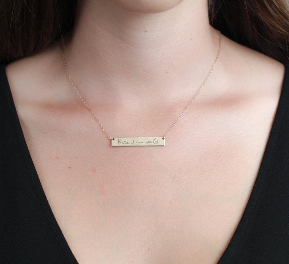 Personalizado Personalizado Re - Handwriting Necklace Bar avaliação e preço